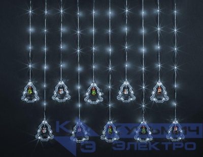 Гирлянда светодиодная "Бахрома" "Елки и фигурки" 95 008 NGF-D034-02 3х0.6м CW IP20 Navigator 95008