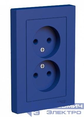 Розетка 2-м AtlasDesign 16А без заземл в сборе аквамарин SE ATN001120