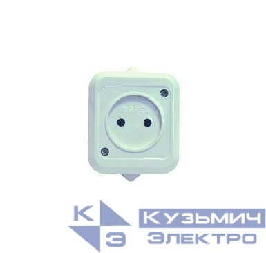 Розетка 1-м ОП 10А IP44 без заземл. п/герм. сер. Makel 18106