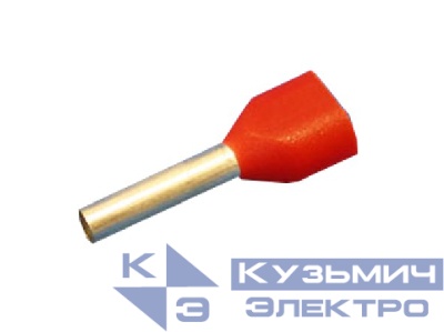 Штыревой втулочный кабельный наконечник TE 1010 (НШВИ F=10мм) 2х1,0мм2, изолированный, красный, 100шт, NETKO Optima