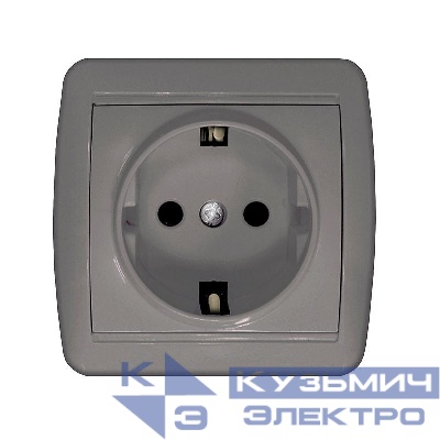 Розетка 1-м ОП Клио 16А IP44 с заземл. сер. UNIVersal К2228-Gr