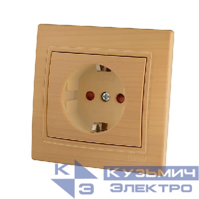 Розетка 1-м Mira защ. шторки керамика ясень LEZARD 701-4747-124