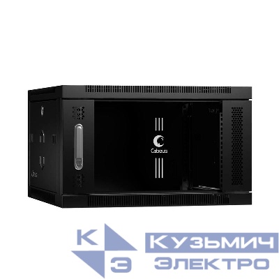 Шкаф телекоммуникационный настенный SH-05F-6U60/35-BK 19дюйм 6U 600х350х368мм дверь стекло черн. (RAL 9004) Cabeus 8608c