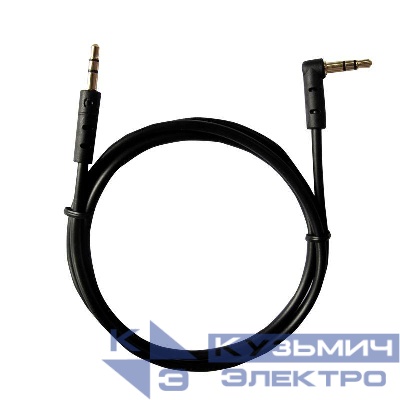 Кабель аудио 3.5мм штекер-штекер угловой 1м черн. Rexant 18-1120