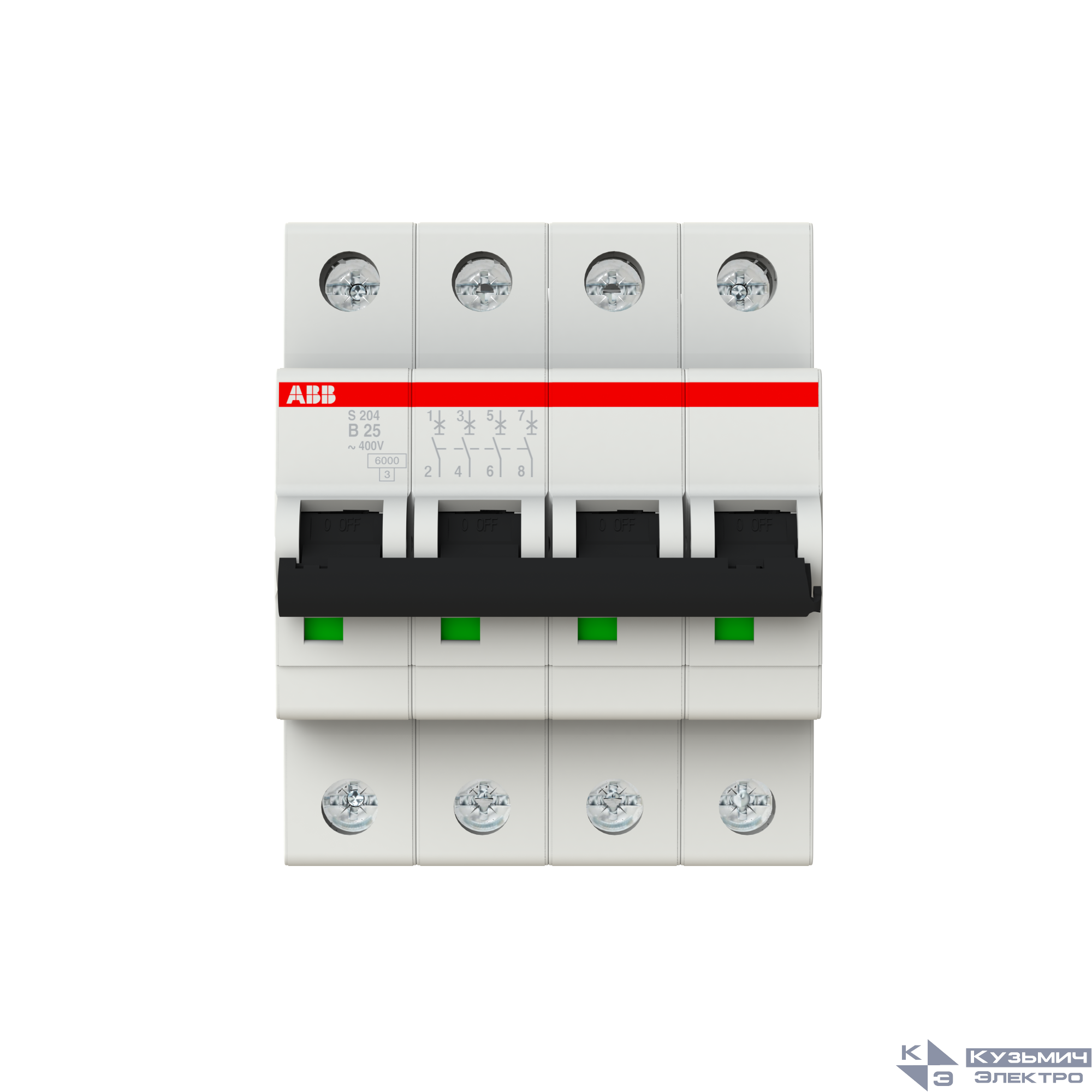 S204 B25  6кА  Автоматический выключатель 4-полюсный 2CDS254001R0255
