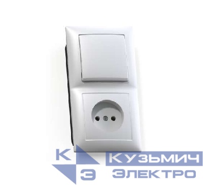 Блок СП БКВР-408 Селена (1-кл. выкл. + розетка) бел. Кунцево 8200