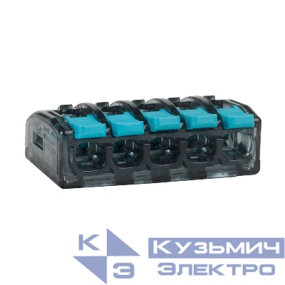 Клемма строительно-монтажная OptiKit СМК 221-415 с рычагом 5 отверстий 0.2-2.5(4.0)кв.мм КЭАЗ 351069