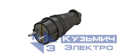 Вилка прямая MultiSet 16А 250В IP44 с заземл. каучук черн. SE MST4001BK