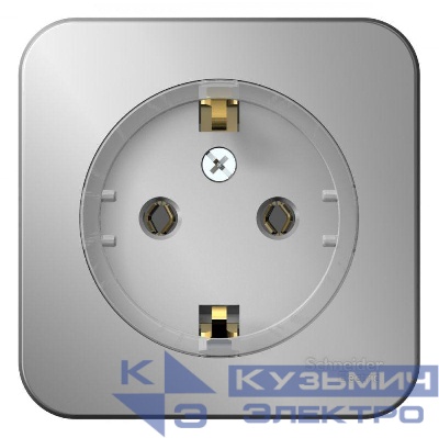 Розетка 1-м ОП Blanca 16А IP20 250В с заземл. без защ. шторок с изолир. пластиной (компакт) алюм. SE BLNRA110113