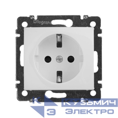 Розетка 1-м СП Valena 16А IP21 230/250В 2P+E с заземл. защ. шторки на винтах механизм бел. Leg 774421