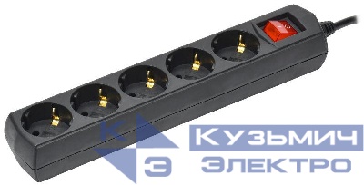 Удлинитель 5х5м с заземл. 10А IP20 У05 250В ПВС 3х1 черн. GENERICA WYP10-10-05-05-ZK-K02-G