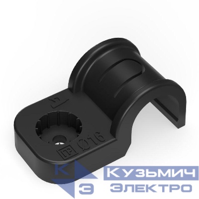 Крепеж-скоба односторонняя d16мм для прямого монтажа атмосф. пластик. черн. (уп.50шт) Промрукав PR13.0372