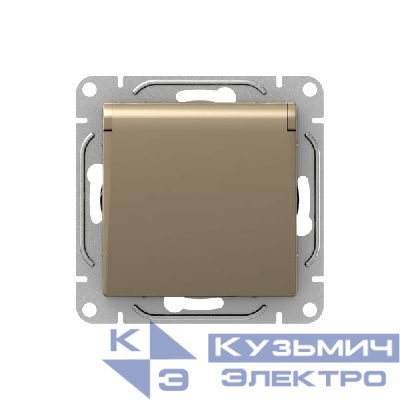 Розетка СП Эпика 16А IP44 с заземл. защ. шторки с крышкой механизм шампань EKF UP1-SOC-111-44