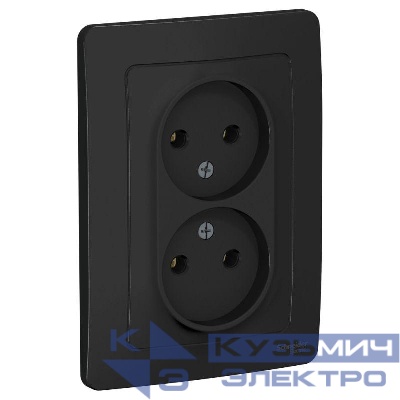 Розетка 2-м СП Blanca 16А IP20 250В без заземл. без защ. шторок антрацит SE BLNRS000026