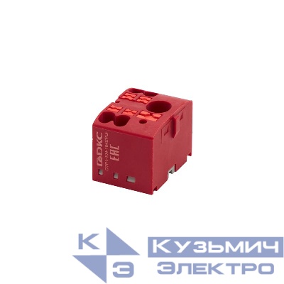 Блок распределительный зажим push-in 1 ввод 6кв.мм 4 точки подключения 2.5кв.мм красн. DKC DTP1-104-104SPUR