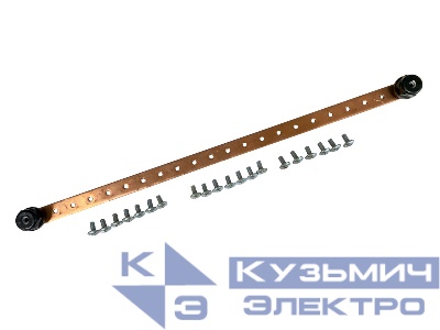 Шина заземления медная 19" горизонтальная 20 подключений