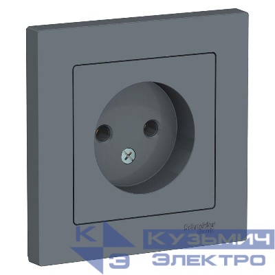 Розетка 1-м СП AtlasDesign 16А IP20 без заземл. в сборе грифель SE ATN000740