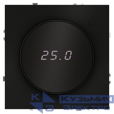 Терморегулятор электронный S70 с индикацией и датчиком для теплого пола механизм черн. матов. Voltum VLS070108