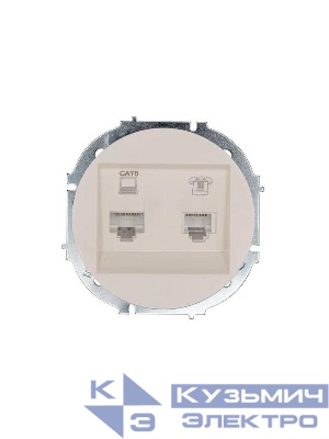 Розетка компьютерная + телефонная OSEN RJ45 кат.6 + RJ11 с модулем механизм сл. кость LEZARD 743-9088-144