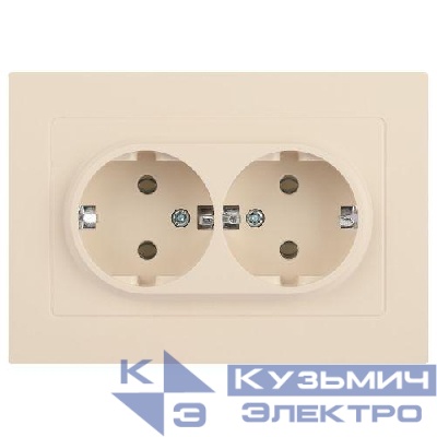 Розетка 2-м СП Accent 6-205-02 16А IP20 250В 2P+E Schuko AL/CU сл. кость Intro Б0063489
