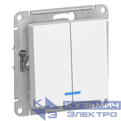Выключатель 2-кл. СП AtlasDesign 10А IP20 (сх. 5а) 10AX с подсветкой механизм бел. SE ATN000153