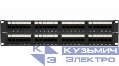 Патч-панель 19дюйм 2UCAT5E 48 портов RJ45 неэкранированная DKC RN5PPU242