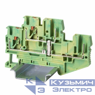 Клемма заземления двухуровневая под вставной штекер зажим push-in; 4 точки подключения; 2.5кв.мм DKC VPRTT-2.5-2P-PE