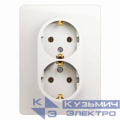Розетка 2-м СП Glossa 16А IP20 с заземл. в сборе перламутр. SE GSL000624