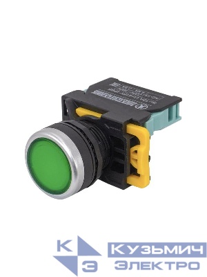 Выключатель кнопочный ВК22-EW3361 1НО цилиндр с подсветкой 220В d22мм IP65 зел. Электротехник ET559661
