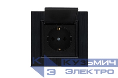 Розетка 1-м с крышкой Karea LINE STAR с заземл. чер. Makel 86054029