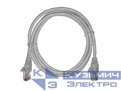 Патч-корд UTP4 cat 5е, 1,5м, ВС, LSZH, серый, литой коннектор NETKO Optima