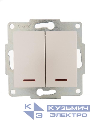 Выключатель 2-кл. 1п СП Karina 10А IP20 с подсветкой механизм жемчуж./бел. перламутр. LEZARD 707-3088-112