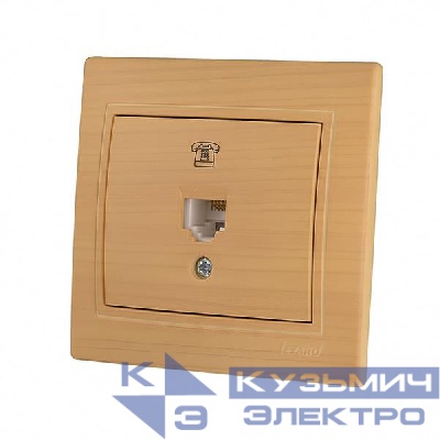 Розетка телефонная 1-м Mira RJ11 ясень LEZARD 701-4747-137
