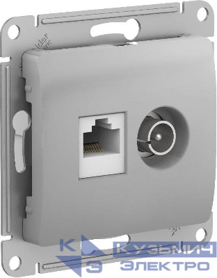 Розетка компьютерная + телевизионная 2-м Glossa RJ45 кат.5E + TV механизм алюм. SE GSL000389
