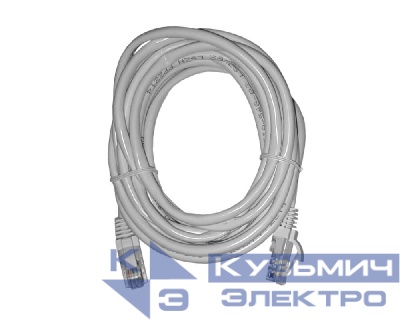 Патч-корд UTP4 cat 5e, 5,0м, ВС, LSZH, белый, литой коннектор NETKO Optima