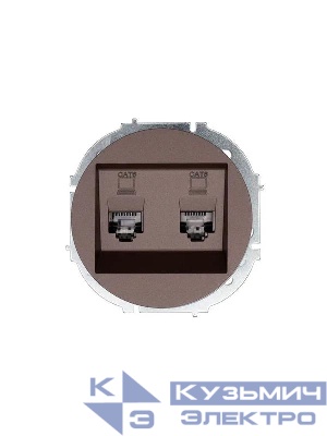Розетка компьютерная 2-м СП OSEN кат.6 с модулем механизм шоколад LEZARD 743-7388-142