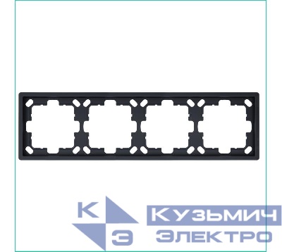 Рамка 4-м СП FD черн. матов. soft touch Jasmart FD1004PBM