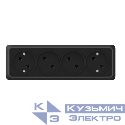 Розетка 4-м ОП Олимп 16А IP20 без заземл. черн. Universal 2219