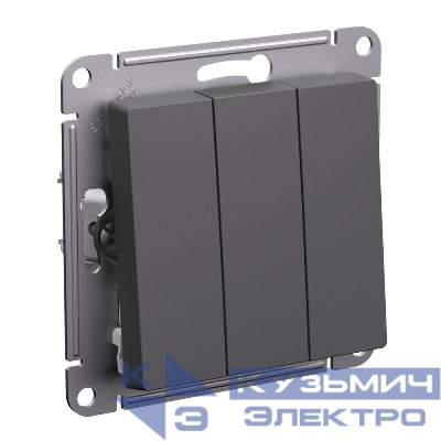 Выключатель 3-кл. AtlasDesign (сх. 1+1+1) 10AX механизм базальт SE ATN001431