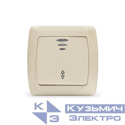 Переключатель проходной 1-кл. СП Маргарита 10А IP20 с подсветкой сл.кость (ivory) UNIVersal М0125-I
