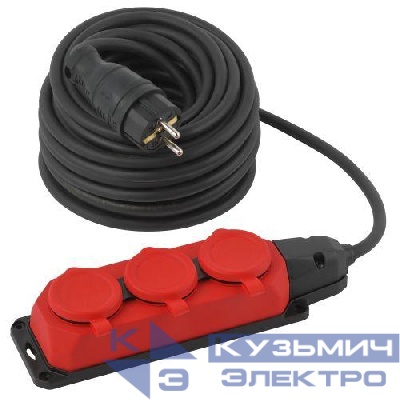 Удлинитель 3х20м с заземл. IP44 КГ 3х1.5 каучук UK-3e-3x1.5-20m-IP44(KG) Эра Б0057581