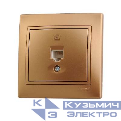 Розетка телефонная 1-м СП Mira RJ11 зол. метал. LEZARD 701-1313-137