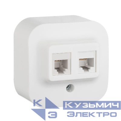 Розетка компьютерная + телефонная 2-м ОП 2мод. Quteo RJ45 + RJ11 кат.5E UTP IP20 бел. Leg 782221