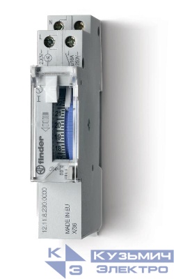 Реле времени механическое суточное 16А 230В AC 1NO 17.6мм монтаж на рейку 35мм резервн. источник питания IP20 FINDER 121182300000