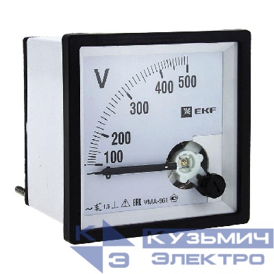 Вольтметр аналоговый VM-A961 на панель 96х96 (квадратный вырез) 300В прямое подкл. EKF vm-a961-300/vma-961-300