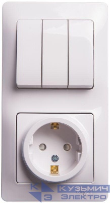 Блок комбинированный Glossa (розетка с заземл. защ. шторки + 3-кл. выкл.) бел. SE GSL000178