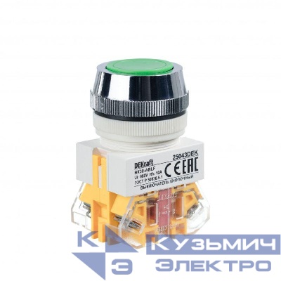 Выключатель кнопочный ABLF ВК-30 d30мм 220В зел. DEKraft 25043DEK