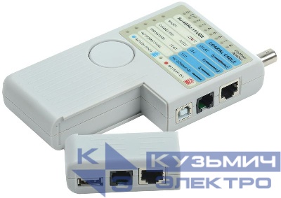 Тестер для витой пары 4в1 RJ45/RJ11/BNC/USB с элем. пит. ITK WH3468