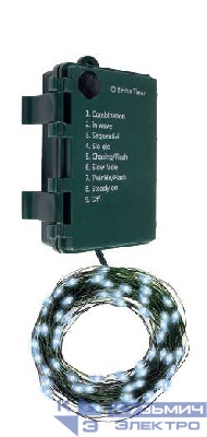 Гирлянда "Роса" DC-G06-50W 50 microLED 5.1м. 8реж. (3хAA в компл.) бел. ФАZА 5059658