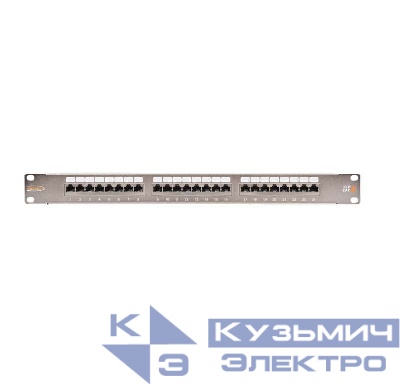 Патч-панель 19дюйм 1U 24 порта кат.6 (класс E) 250МГц RJ45/8P8C 110/KRONE T568A/B полный экран с органайзером метал. NIKOMAX NMC-RP24SE2-1U-MT